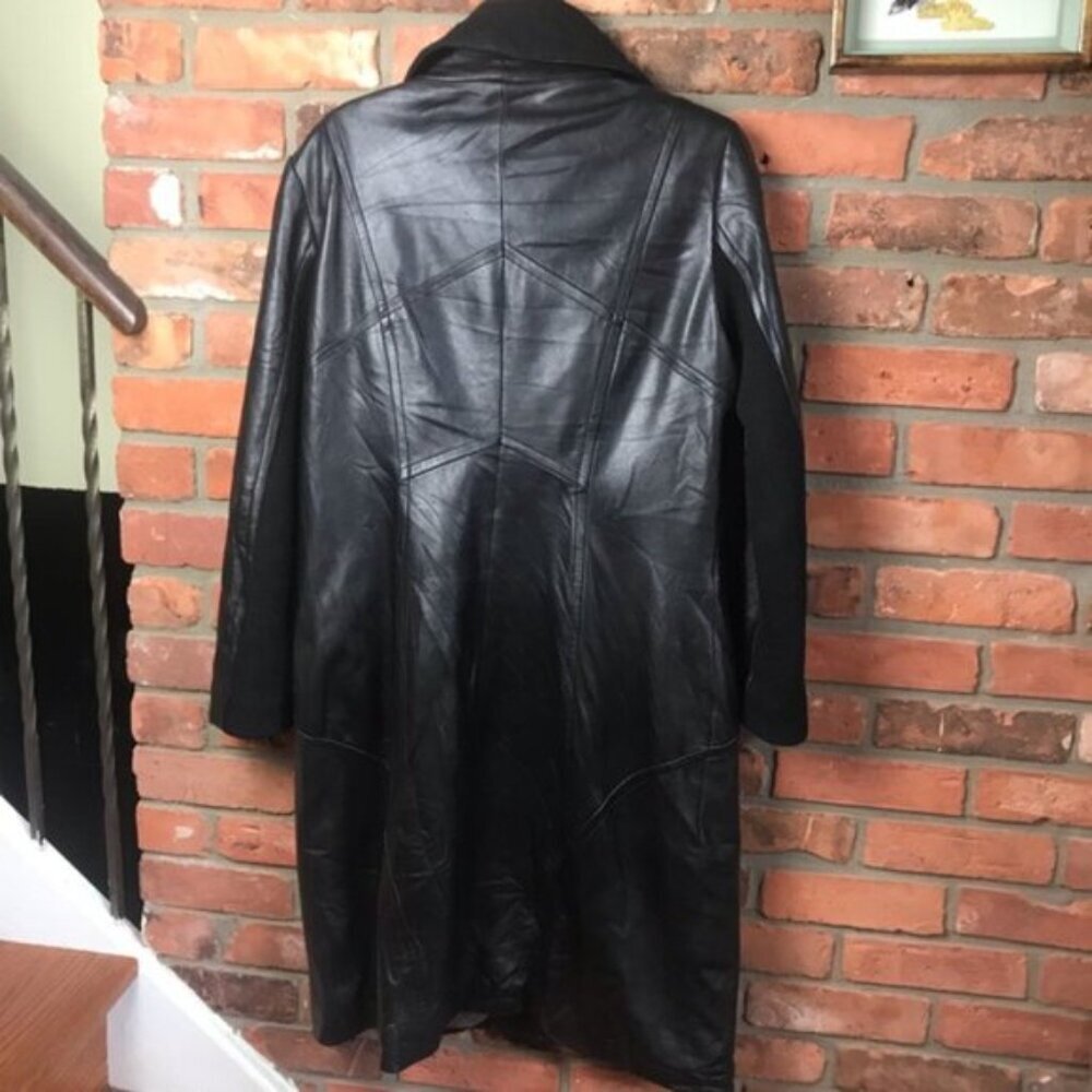 Danier Leather NEW Long Jacket Coat Wool Lined Pockets Zipper Snap Closure Tag L - Picture 3 of 16